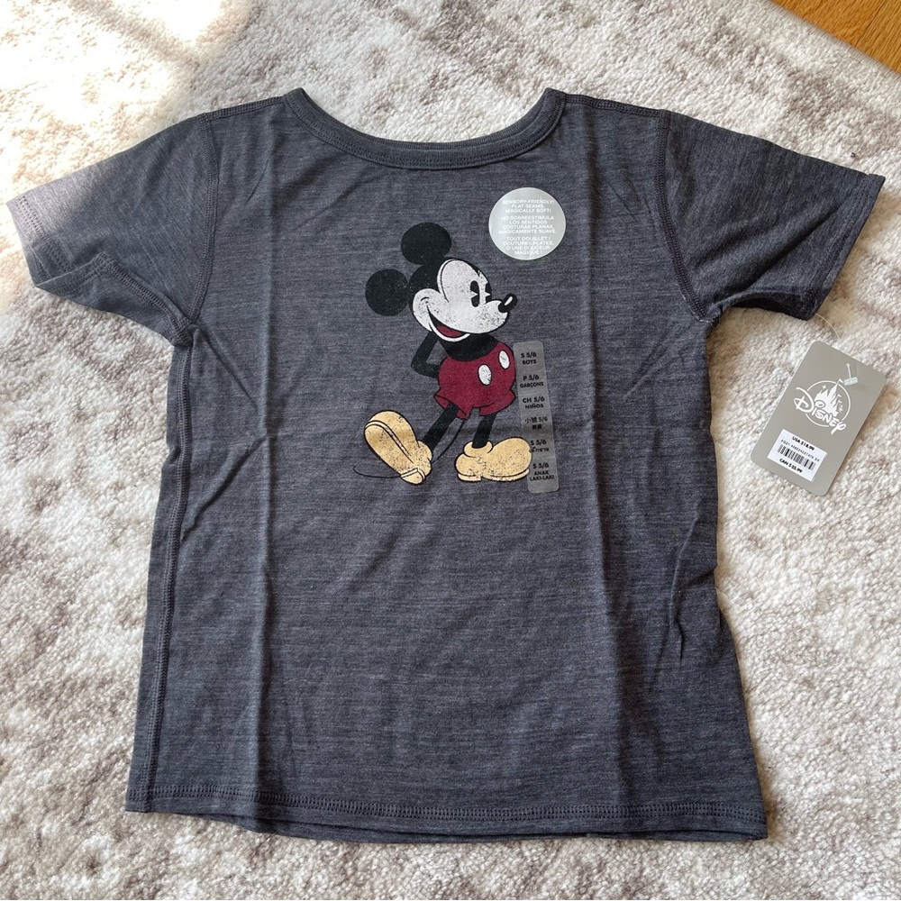 Disney Boys‎ Gray Mickey Mouse T-Shirt Sz 5/6 S NWT